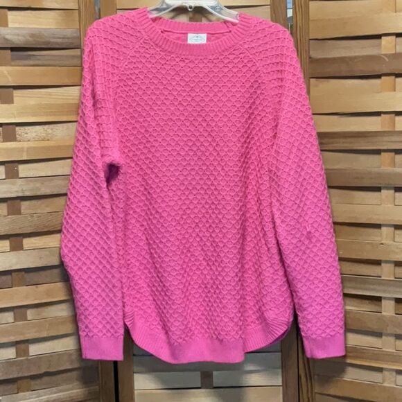 St. John's Bay Sweaters - St. John's Bay Pink Crew Neck Sweater Textured Knit Design Women XL Acrylic